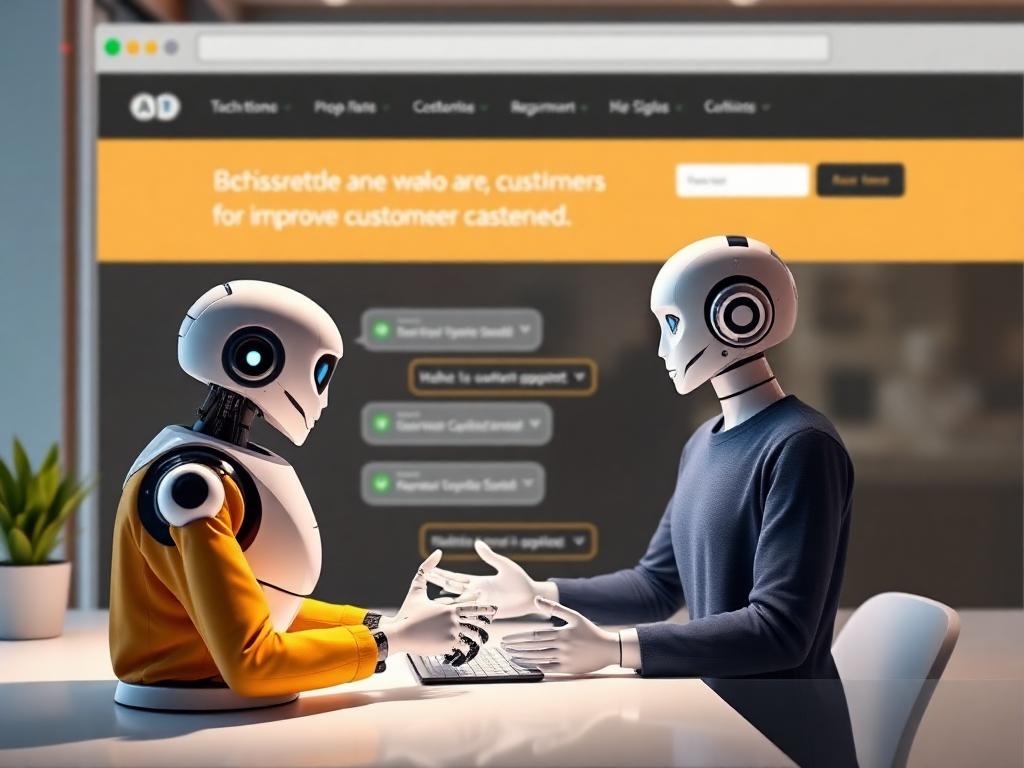 A visual depicting a chatbot or virtual assistant interacting with a customer on a website, showing how AI improves customer engagement.