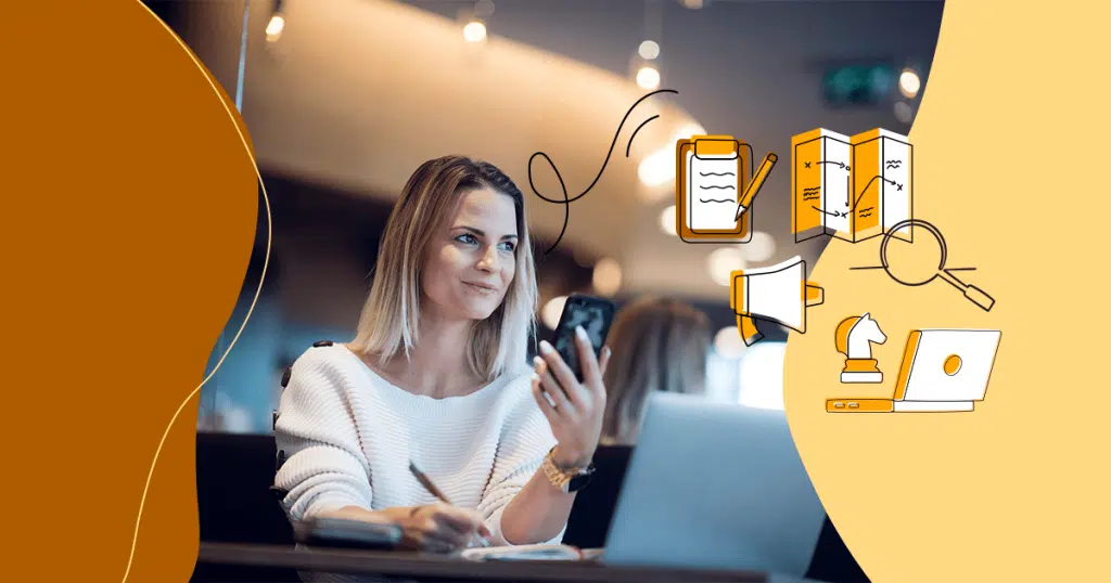 A human-generated image showing a digital marketing expert working on an online strategy for a client.